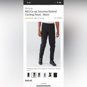 REI Junction Hybrid Cycling Pants Men’s Size L new